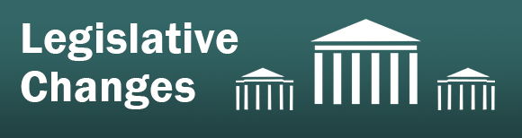 text saying Legislative Changes with a simplified graphic of the Virginia Capitol building to the right.