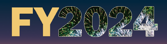 text reading FY2024 with fireworks inside the numerals