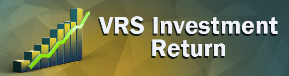 a graph showing an upward trend line with text reading VRS investment return