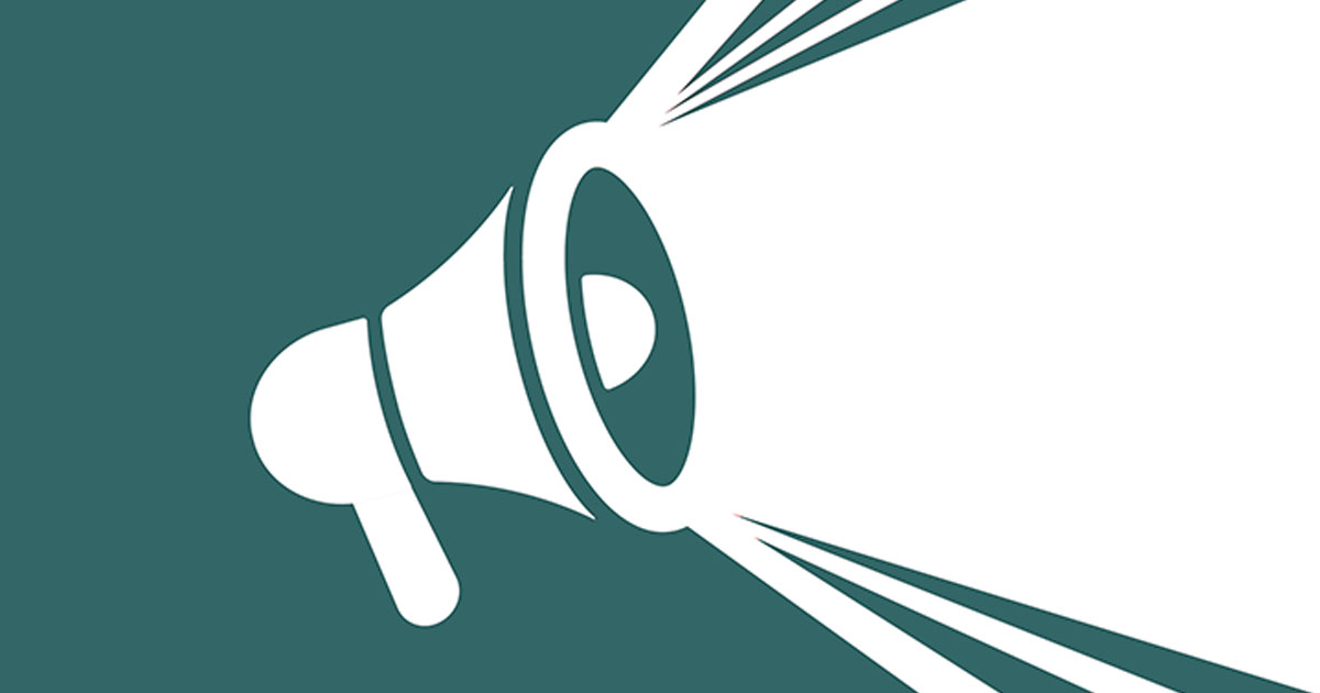 Decorative. A graphic drawing of a bullhorn with loud sound coming from it.